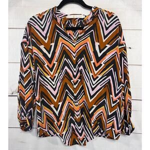 Marie Oliver Size XS Silk Blouse Long Sleeves Multicolor Perfect‎ for Fall